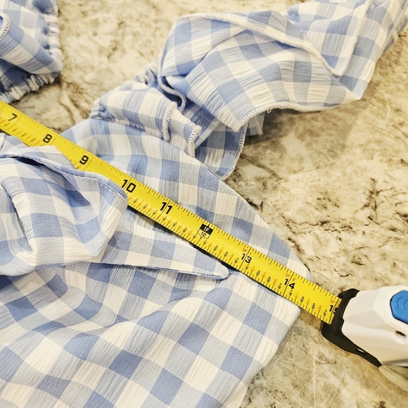 Blue Gingham Ruffle Mini Dress - Picture 9 of 11